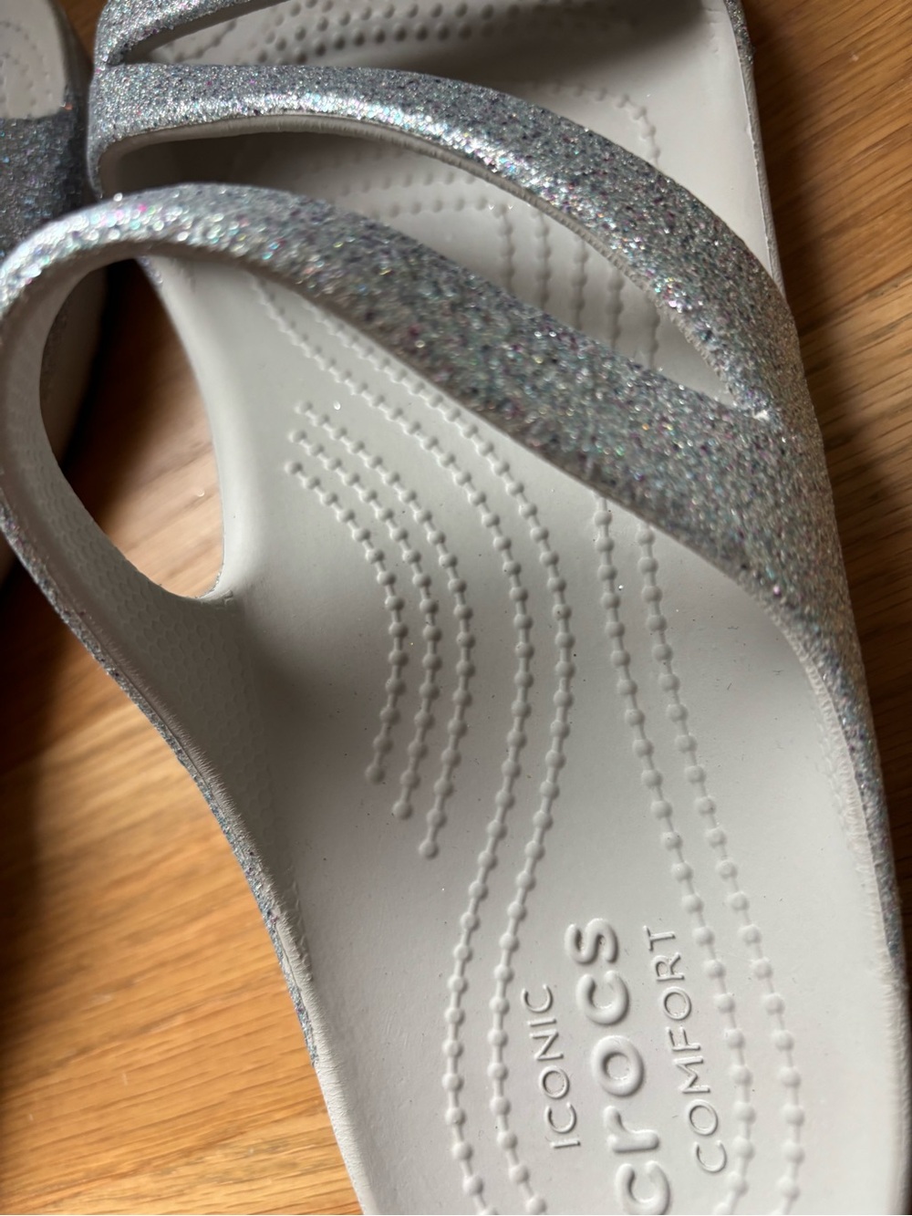 CROCS Women's Silver Glitter Sandals - Picture 5 of 6